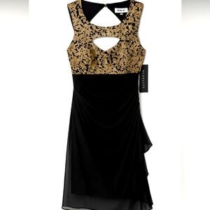 Scarlett Black and Gold Asymmetrical special occasion Dress size 6 New